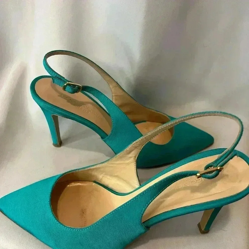 Turquoise sling heels by Luca Valentini  size 6.5 - Picture 10 of 10